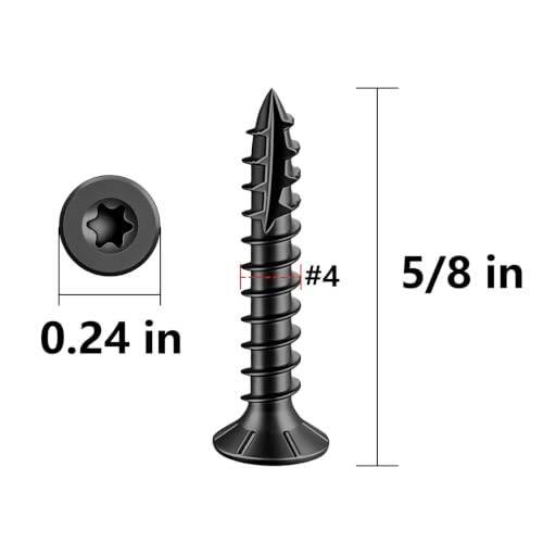 Image of Wensilon #4 * 5 /8 inch Black Deck Screws 3427pcs 5 lbs 3x16mm
