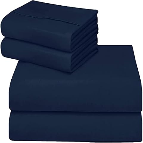 ComfyWell Super King Fitted Sheet - Super King Deep Fitted Sheets (35 cm) - Soft Brushed Microfibre Fabric Bed Sheets- Shrinkage and Fade Resistant. (Super King (180x200cm), Navy Blue) Cover