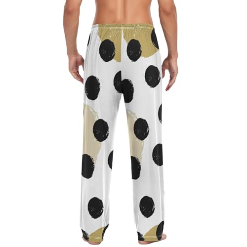 Cute Black Polka Dot Men Pjs Bottoms, Soft Lounge Pants Men, Lightweight Cotton Sleep Pants, Pj Pants with Pockets Men3