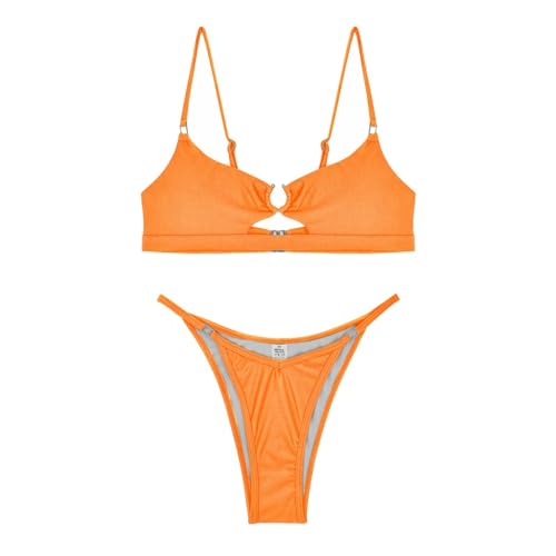 riou Bikinis Mujer 2024 Talla Grande Reductor Sin Aros Malla Rayas Vikinis Baratas Trajes de baño de Dos Piezas Sujetador y Braguitas Ajustable Baño Swimwear Control del Vientre Original