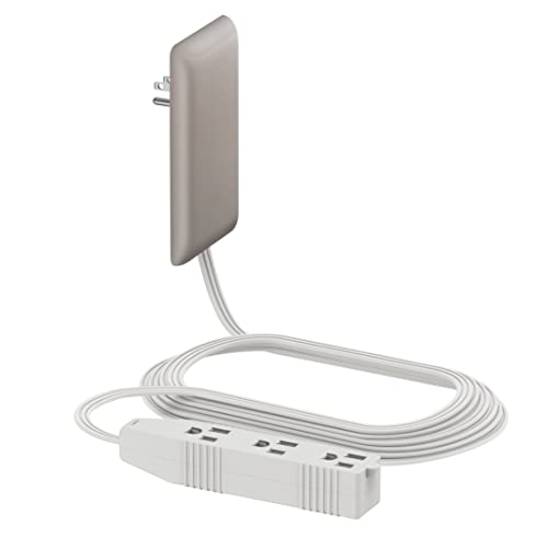 Image of LIDER Flat-Face Outlet Extender with 3 Receptacles, Ultra-Thin Wall Plate Plug with Cord Extender and 3-Outlet Power Strip, 8ft Cord, LWE8-315-NK,ETL-Listed, Nickel