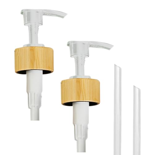 MaisoNovo Soap Pump Replacement - 2X White Bamboo Pumps - Pump Dispenser - Soap Dispenser Pump Replacement - Stainless Steel Soap Pump - Pump for Soap Dispenser