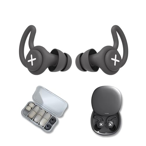 1 Par de Tapones para Oídos, Tapones Reutilizables de Silicona con Reducción de Ruido 40dB - 5 Pares de Puntas (Silicona, Espuma), Lavables, Cómodos para Dormir, Trabajo, Viajar & Estudiar (Negro)