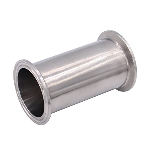 Dernord Sanitary Spool Tube With Clamp Ends,Stainless Steel 304 Seamless Round Tubing With 2 Inch Tri Clamp 64Mm Ferrule Flange (Tube Length: 4 Inch / 102Mm) #TOP6