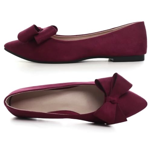 Image of TN TANGNEST Flats Shoes Women Comfort Casual Loafers | Classic Pointed Toe Bowknot Flats Cute Slip On Flats, Wear to Work Travel Walk