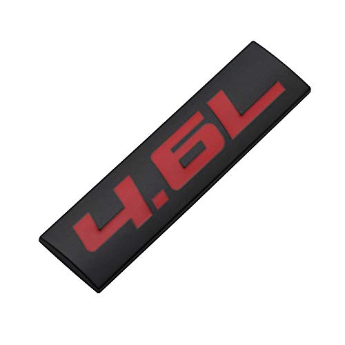 Image of 2Pc 4.6L 4.6 L Emblem 3D Badge Decal Plate Sticker Nameplate for Hood Door Trunk (Black Red)