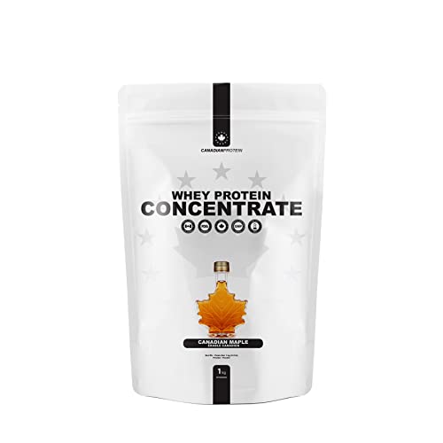 Canadian Protein Whey Concentrate 24g of Protein | 1 kg of Canadian Maple Flavored Low Carb Keto Friendly Workout Recovery Drink | Protein Powder Rich in BCAA Amino Acids
