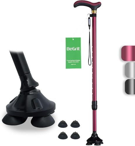 TerraShine 伸縮ステッキ 多機能ステッキつえ 歩行補助杖 介護用杖 自立式 軽量 10段階調節 滑り止め 高齢者 男性用と女性用