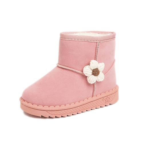 Toddler/Little Girls Snow Boots Fur Lined Lightweight Winter Warm Booties Flower Comfy Outdoor Princess Shoes