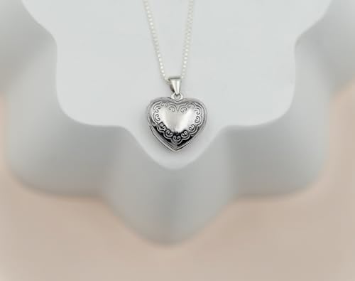 Precious Pieces Girl's or Women's Sterling Silver Heart Locket (Embellished) Necklace3