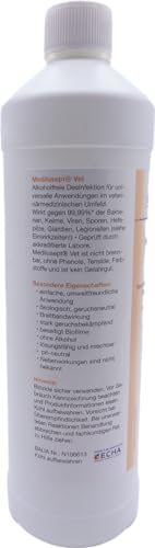 Medilusept Vet Desinfektion und Geruchsbeseitigung, Desinfektionsmittel gegen Giardien, Viren, Pilze, Parastiten und Bakterien, alkoholfreies Hygiene-Spray für Hautiere, 1000 ml