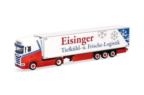 Herpa modèle réduit Camion Scania CS 20 HD Semi-remorque frigorifique « Eisinger », Miniature à l’échelle 1:87, pièce de Collection, Made in Germany,...