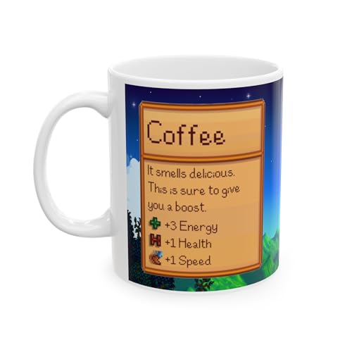 Creator's Cove Stardew Valley Game Coffee Mug Drink, Gift for Video Game Lover Farm Adventure Gaming Cup For Family Friends (White, 11oz)