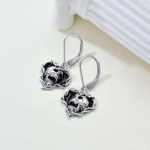 Sword/Witches Heart/Bat Earrings 925 Sterling Silver Gothic Dangle Leverback Earrings Goth Jewelley Gifts for Women Friend