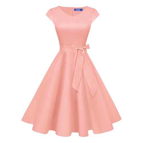 OBBUE Women's Vintage Cocktail Dresses V Neck 1950s Dresses Homecoming
