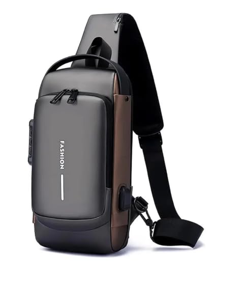 Anti-Theft Shoulder Bag, USB Charging Port, Combination Lock, Water-Resistant, 17 cm x 7 cm, Black-image-22