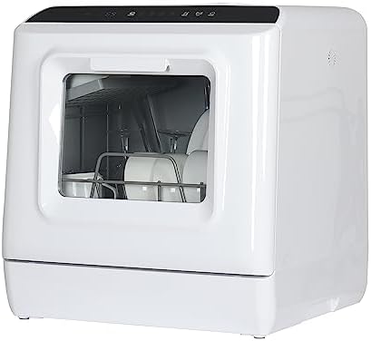 Table Top Dishwasher, Mini Countertop Dishwasher with 4 Place Settings, 5L Built-in Water Tank, 5+1 Programmes, Touch Control, LED Display, Baby Care & Fruit Wash