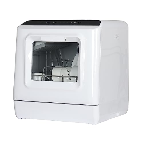 Table Top Dishwasher, Mini Countertop Dishwasher with 4 Place Settings, 5L Built-in Water Tank, 5+1 Programmes, Touch Control, LED Display, Baby Care & Fruit Wash