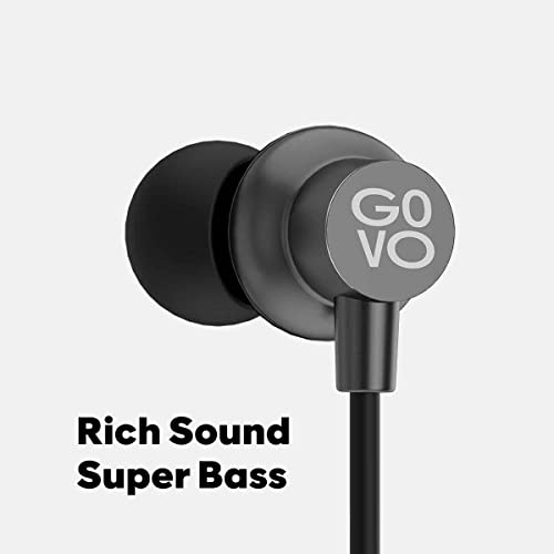 Image of GOVO Gokixx 900 Bluetooth Neckband Earphones with Mic,12H Playtime,12Mm Drivers,Ipx5,TPE C Charging,Integrated Controls&Lightweight Design (Platinum Black),in Ear Wireless Headphones