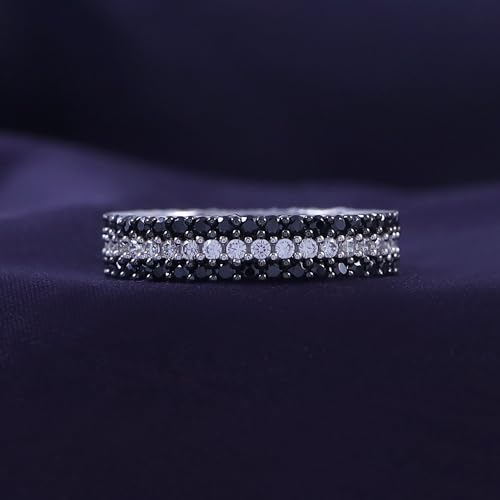 AFFY Simulated Black & White Cubic Zirconia Eternity Wedding Ring in 925 Sterling Silver (2.75 cttw)3