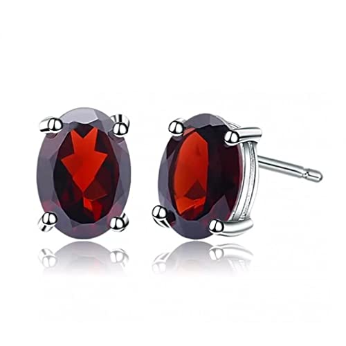Boucles d'oreilles grenat rouge naturel 2ct ovale 5x7mm en argent pour femme