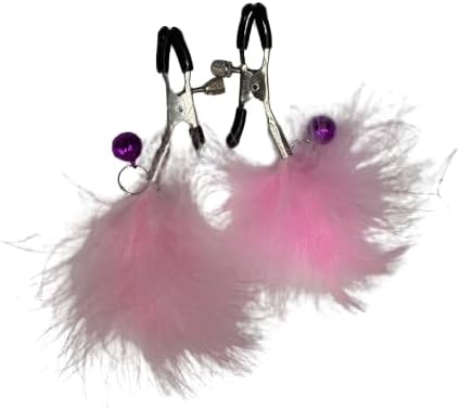 Black Feather Small Bell Nipple Clamps Stainless Steel Adjustable Nipple Clips for Women Fashion Jewelry (Black)