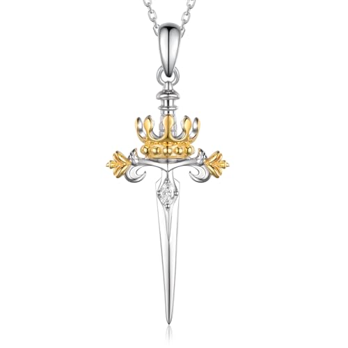 Italian Horn/Sword/Lotus/Mountain/Book/Key Necklace for Women Sterling Silver Gold Crown Necklace Gold Jewelry for Women