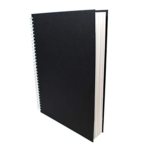 Artway Studio - Spiralgebundenes A3-Skizzenbuch - Hochformat - 96 Seiten/48 Blätter aus 170 gsm Papier - Schwarzes Skizzenbuch mit festem Einband, Weiß