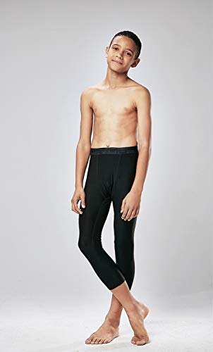 Devops Boys 2-Pack 3/4 Compression Tights Sport Leggings Pants, (Medium, Black) #TOP3