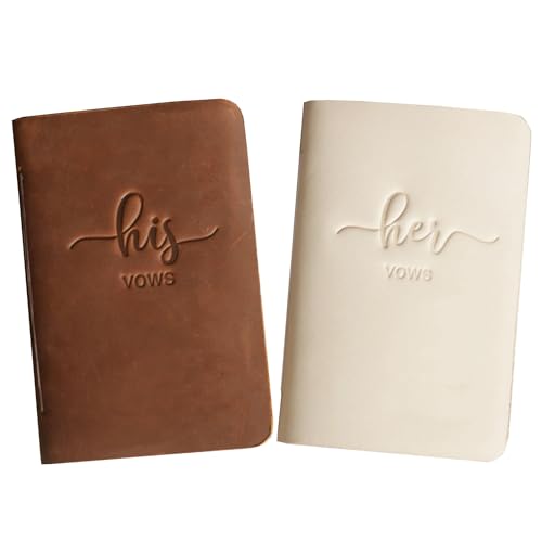 EXTRA STUDIO Wedding Vow Books set of 2, His and Hers Vow Books, Vow Notebook for Wedding, Vows Journal, 5.8 x 3.8 Inch, Bridal Shower Gifts, Wedding Keepsake (Beige, Brown)