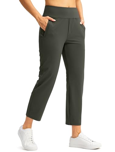 SANTINY Women's Pants with 3 Pockets 7/8 High Waisted Stretch Ankle Pants for Women Golf Casual Travel Athletic Work