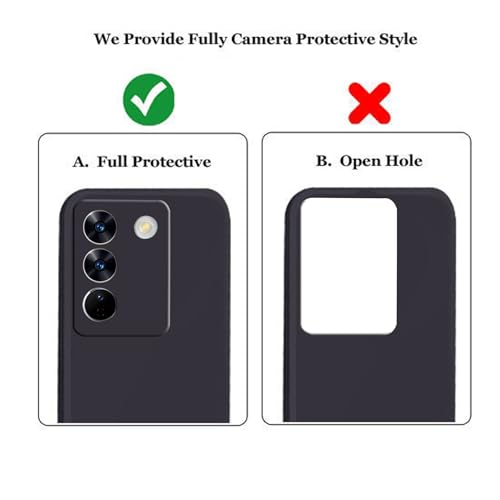 Image of A rtistque Liquid Silicone Back Cover Case for Vivo T3 5G Shockproof TPU Soft Flexible with Camera Protection - Black