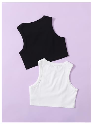 Milumia Girl 2 Pcs Tank Tops Crewneck Sleeveless Summer Solid Basic Cropped Top2