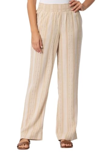 Briggs Women's Linen Rayon Blend Palazzo Pull On Pants