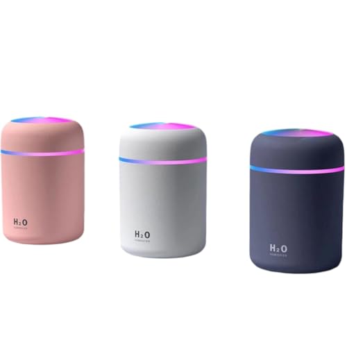 Image of USB Humidifier for Room, 300 ml Ultrasonic Cool Mist Humidifier with LED Night Light, Portable Aroma Diffuser, Quiet Nano Mist Air Moisture Maker for Bedroom, Office, Car & Desk