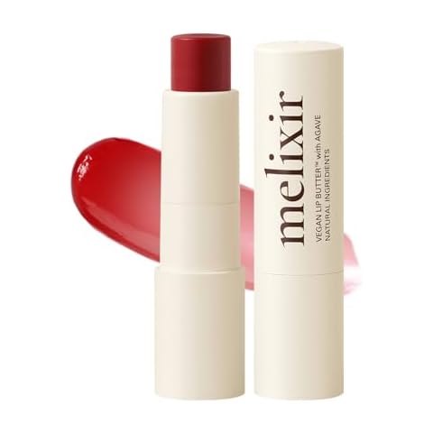 Melixir Vegan Lip Butter #03 Red Velvet(Tinted) (+11 more colors) 0.13oz, Bee Free, Petrolatum Free, Deep Nourishing Plant-Based Vegan Chapstick, Vegan Lip Balm for Dry, Cracked and Chapped Lips Cover