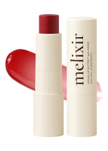 Melixir Vegan Lip Butter #03 Red Velvet(Tinted) (+11 more colors) 0.13oz, Bee Free, Petrolatum Free, Deep Nourishing Plant-Based Vegan Chapstick, Vegan Lip Balm for Dry, Cracked and Chapped Lips