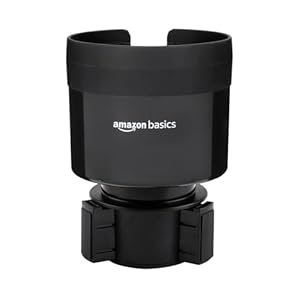 Amazon Basics Expandable Car Cup Holder with Adjustable Base, Fit Big Bottles 3.4 to 3.8 Inch, Black, 4.4 x 4.4 x 6.25 inch