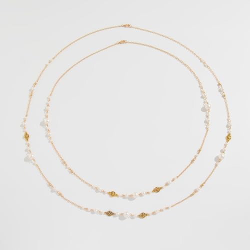 Long Pearl Necklaces for Women Pearl Long Chain Necklace Dainty Gold And Long Pearl Necklaces Layered Pearl Necklace Statement Sweater Strand Chain Jewelry4