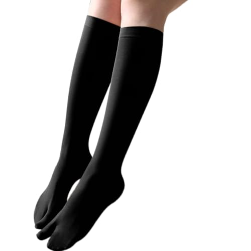 Women's Thin Silk Split Toe Over the Calf Socks Elastic Cuffs Knee Length Solid Color Two Toe Stockings For Daily Wear