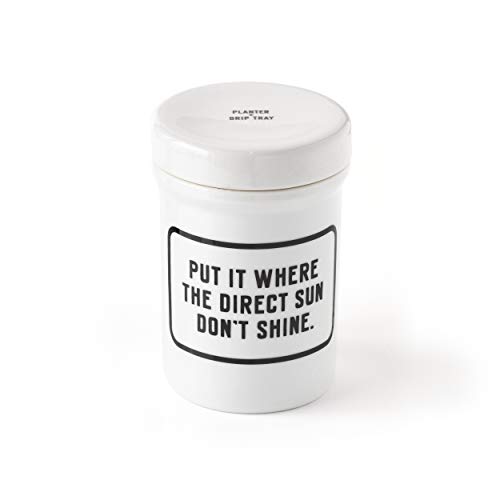 Brass Monkey Put It Where The Direct Sun Don’t Shine Plant Holder With Drip Tray – Vintage Inspired Plant Pot With Bold Artwork – Measures 3.75” In Diameter – Heavyweight Ceramic Pot With Drip Tray #TOP2