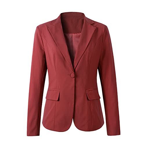 Benibos Blazer léger à un bouton pour femme, Rouge, XS Cover