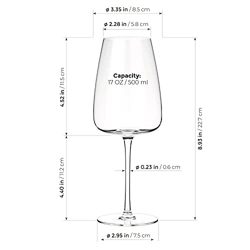 Luxbe - Crystal Red Or White Wine Glasses 17-Ounce, Set Of 4 - Handcrafted Red Or White Wine Glass - Professional Wine Tasting - 500Ml #TOP3