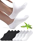 Toes Home Bamboo No Show Trainer Socks for Womens and Men - 8 Pairs Non Slip Low Cut Ankle Socks Sneaker Invisible Footies Loafers Casual Boat Shoes