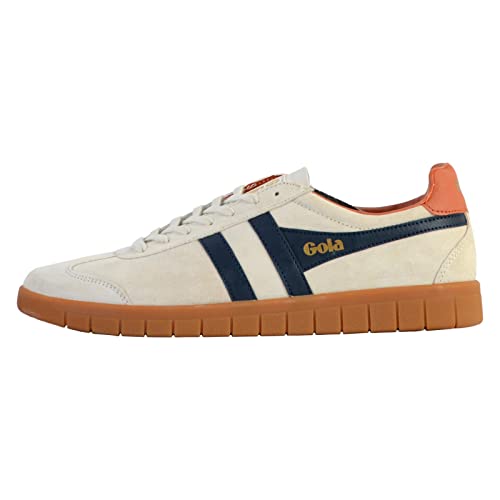 Image of Gola Men's Hurricane Suede Off-White /Navy /Moody Orange /Gum 8 Medium