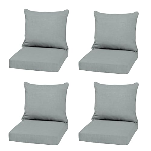 Image of Arden Outdoor Deep Seat Cushion Set, 4-Pack, 22 in x 24 in, Weather-Proof, Rain-Proof, Fade Resistant Patio Cushion for Chair, Sofa, and Couch Stone Grey Leala