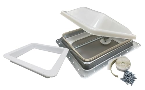 classAcustoms Ventline Non Powered RV Roof Vent | White Lid | w Garnish RV Roof Vent Hatch Skylight (Putty & Screws Included)