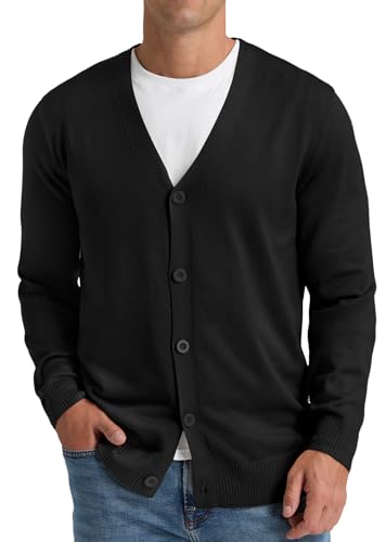 NITAGUT Mens Cardigan Sweater Vintage Striped V-Neck Long Sleeve Button Down Knitted Sweaters2