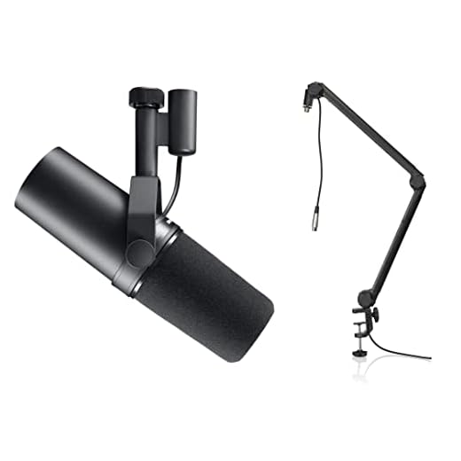 Shure SM7B micrófono dinámico vocal+soporte de brazo Gator 3000 para transmisión, podcast y grabación, micrófono de estudio XLR para música y voz, , sonido cálido y suave, parabrisas desmontable