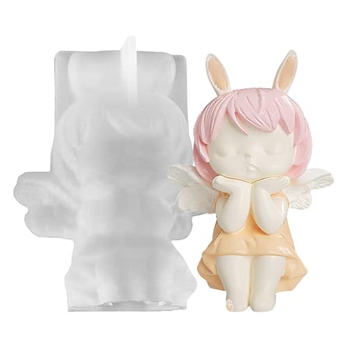 HunicandIU Molde para fondant de ángel, moldes para hacer velas, ángel de silicona,Molde de estatua de resina con forma de ángel de calidad alimentaria | Molde de resina antiadherente para